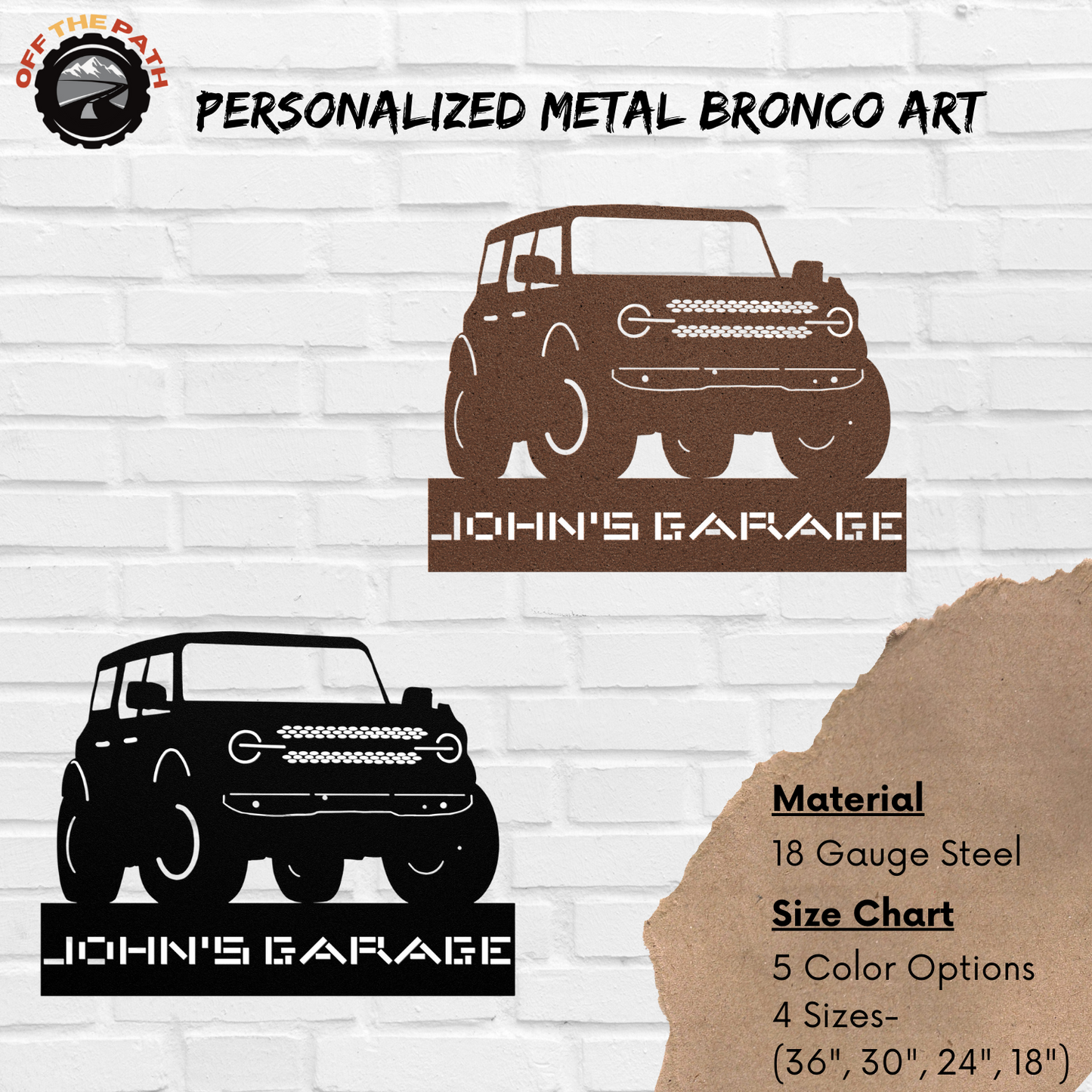 Personalized Metal Bronco Art