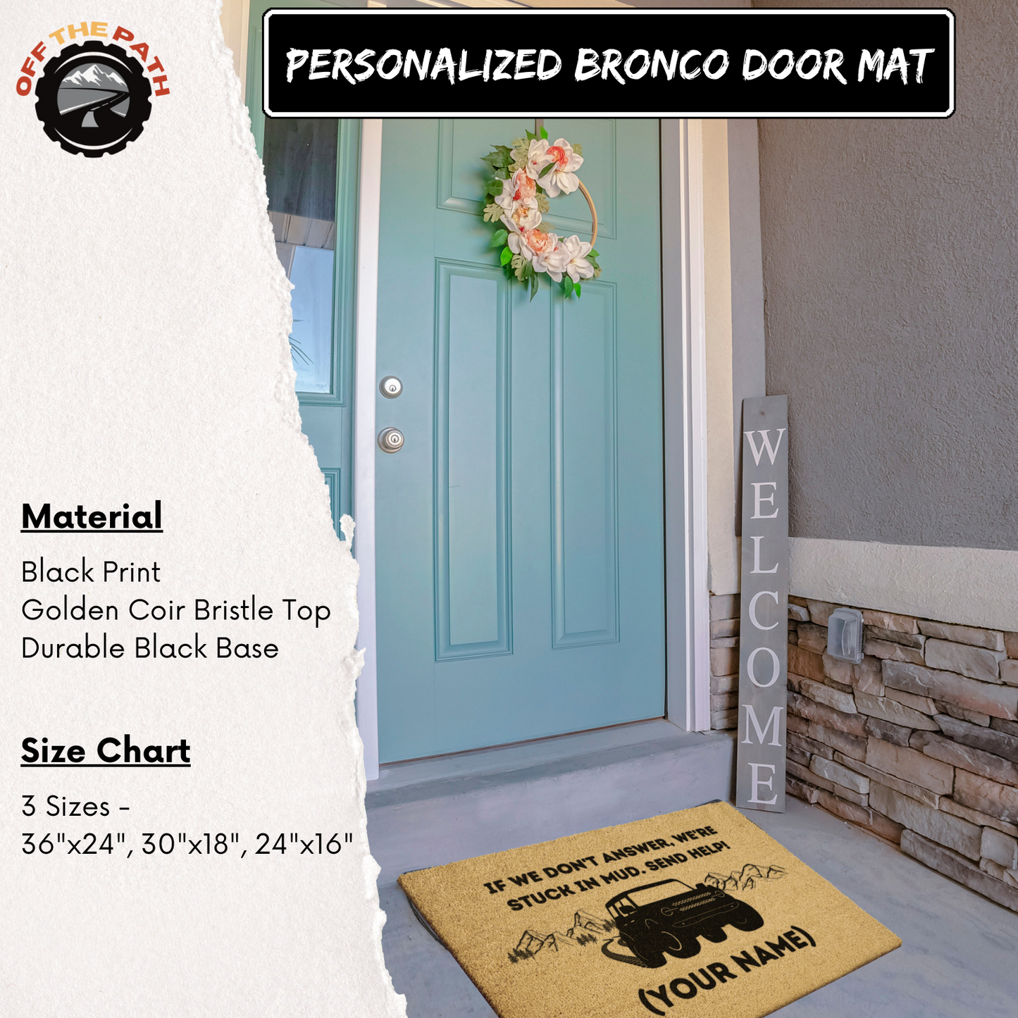 Bronco Personalized Front Door Mat